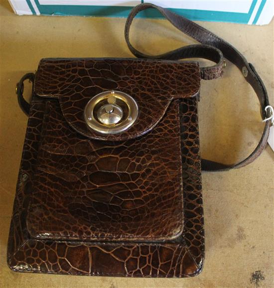 Crocodile skin handbag and purse